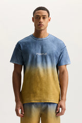 Purple Brand Wordmark Fade Tee Blue Yellow