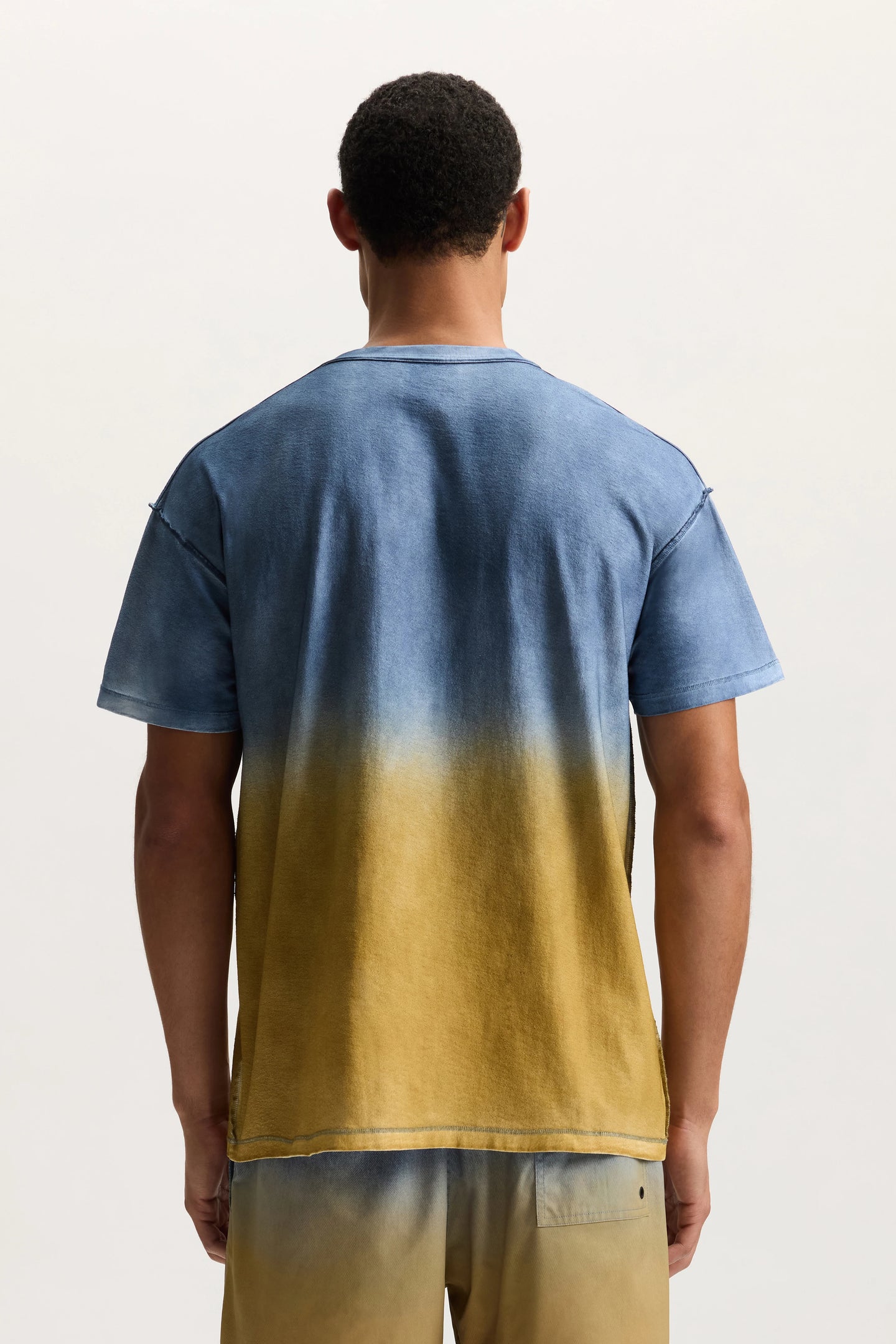 Purple Brand Wordmark Fade Tee Blue Yellow