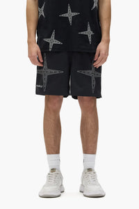 Purple brand Holographic round shorts black