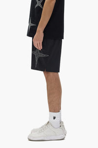 Purple brand Holographic round shorts black