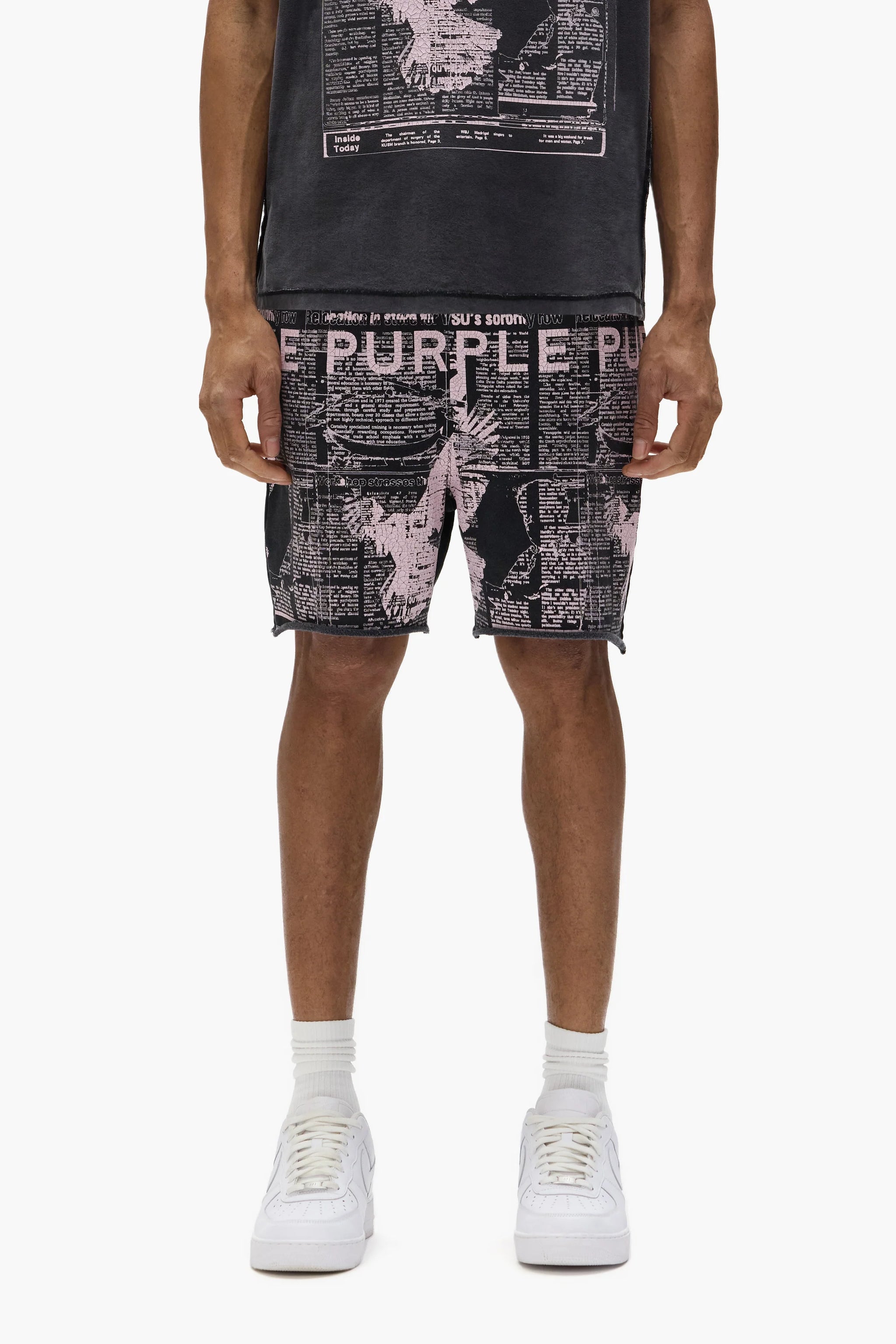Purple brand Good news fleece shorts black