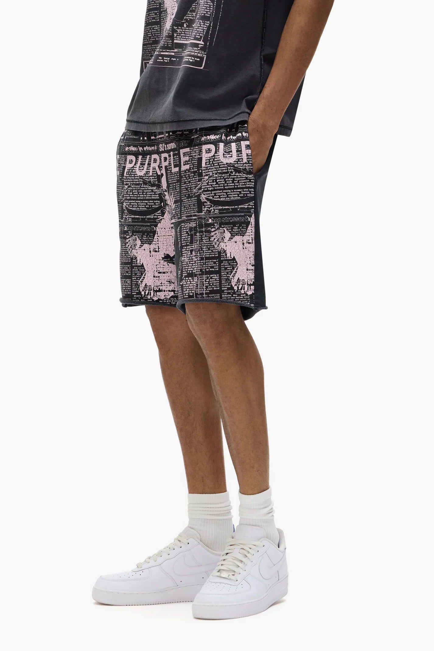 Purple brand Good news fleece shorts black