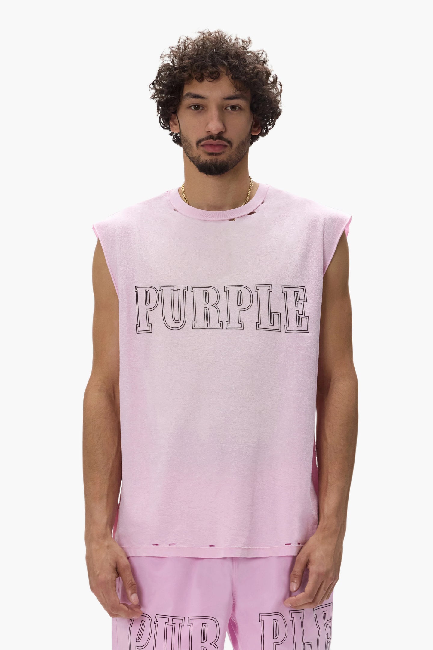 Purple Brand Men's Slab Word Mark Short Set Pink