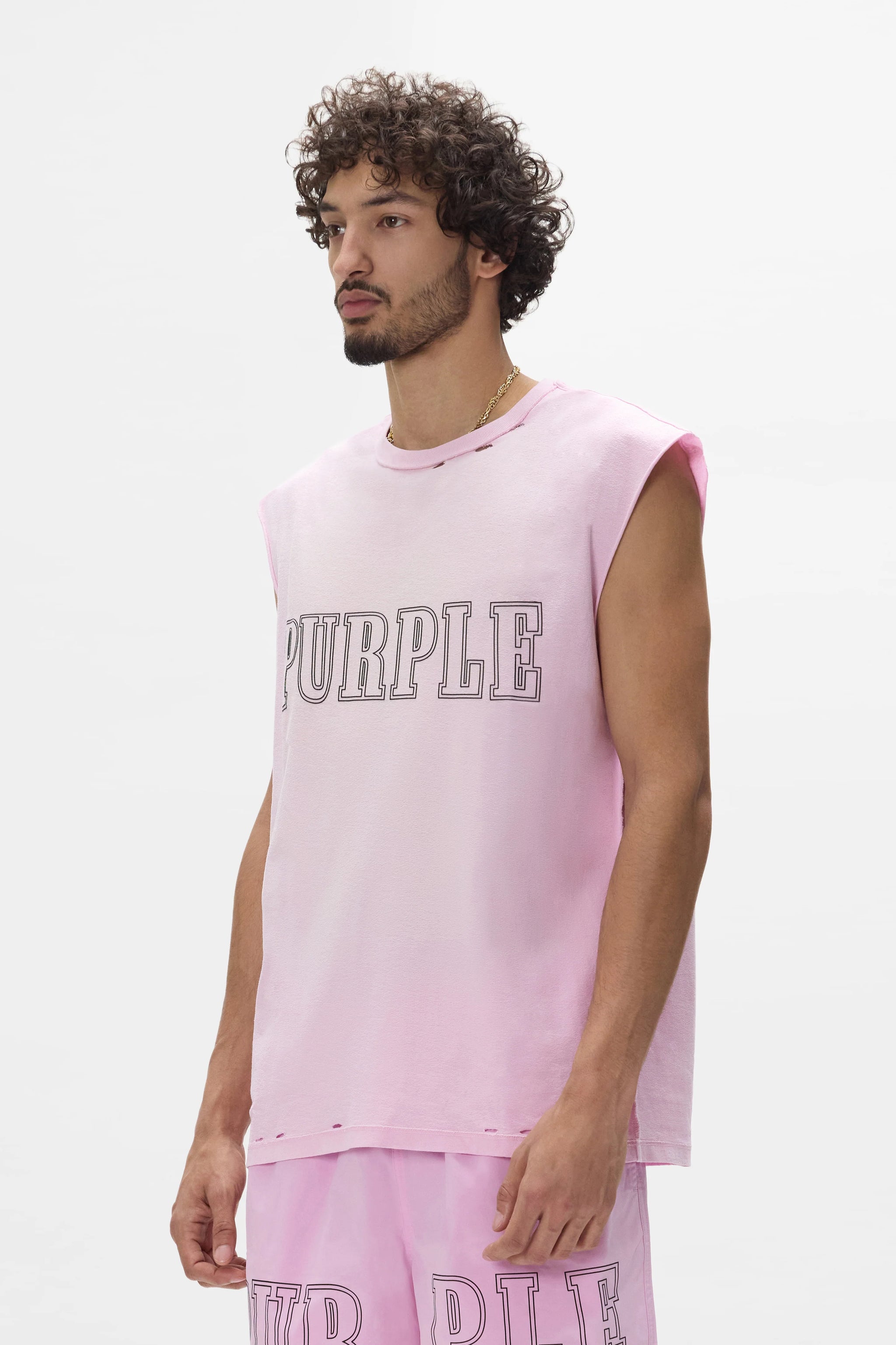 Purple Brand Men's Slab Word Mark Short Set Pink