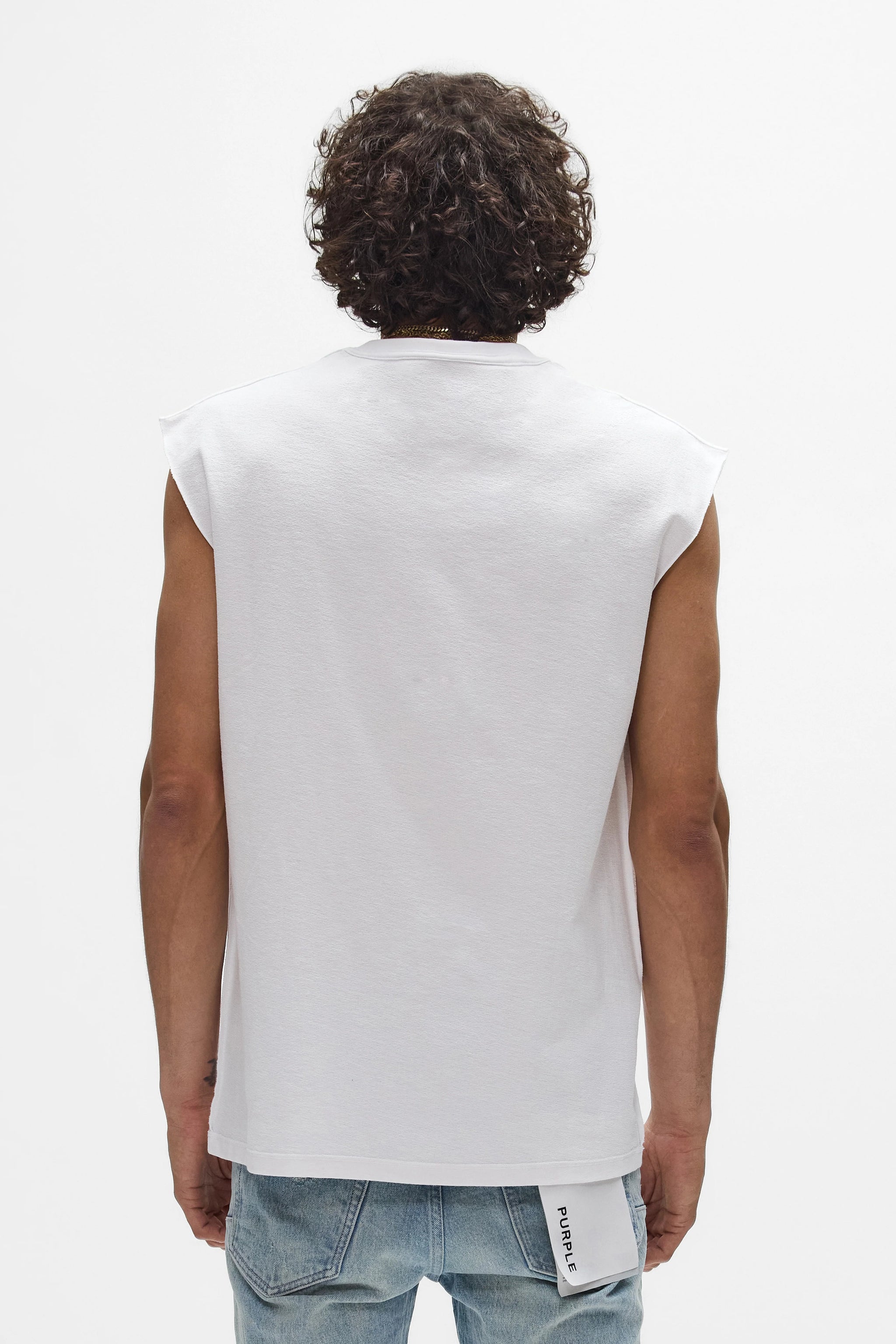 Purple Brand Crystal Sleeveless Tee White