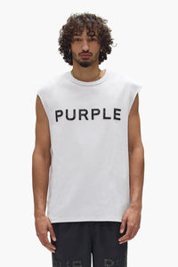 Purple Brand Crystal Sleeveless Tee White