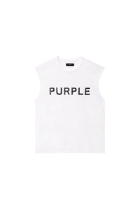 Purple Brand Crystal Sleeveless Tee White