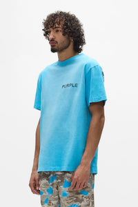 Purple Brand Wordmark Dupe Tee Cyan Blue