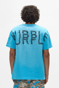 Purple Brand Wordmark Dupe Tee Cyan Blue