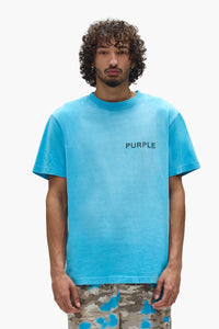Purple Brand Wordmark Dupe Tee Cyan Blue