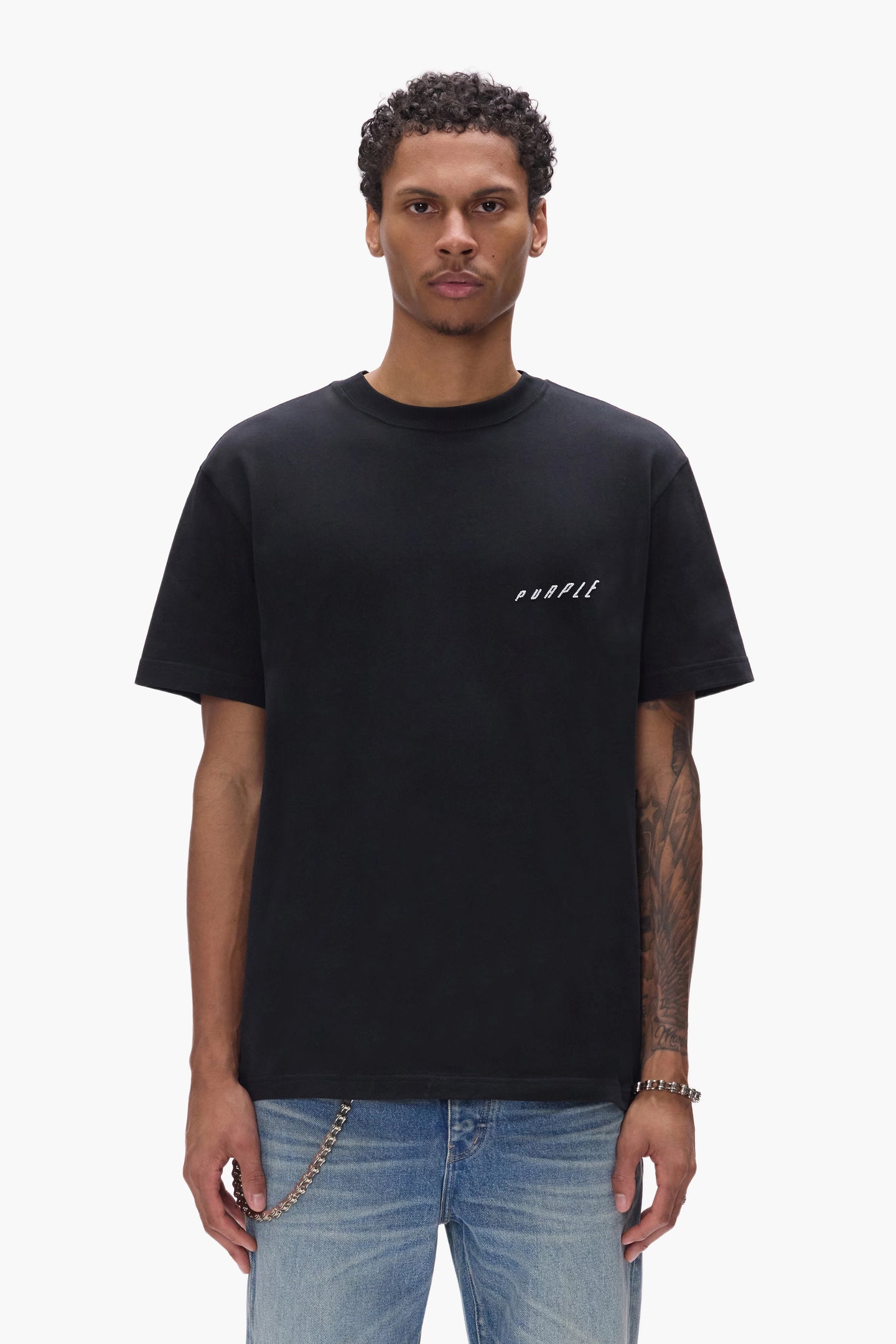 Purple Brand Ascending Wordmark Tee Black