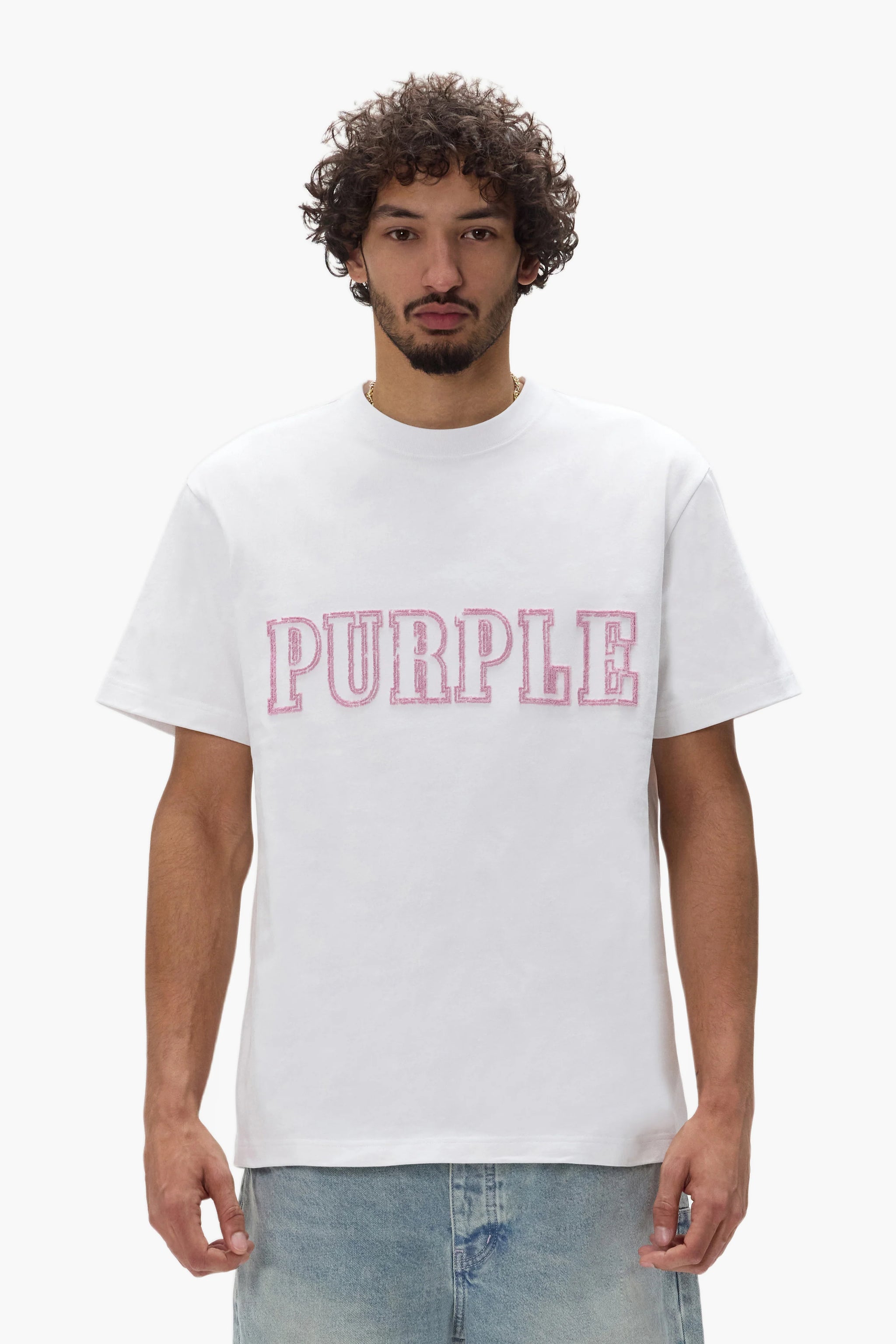 Purple Brand Wordmark Tee White