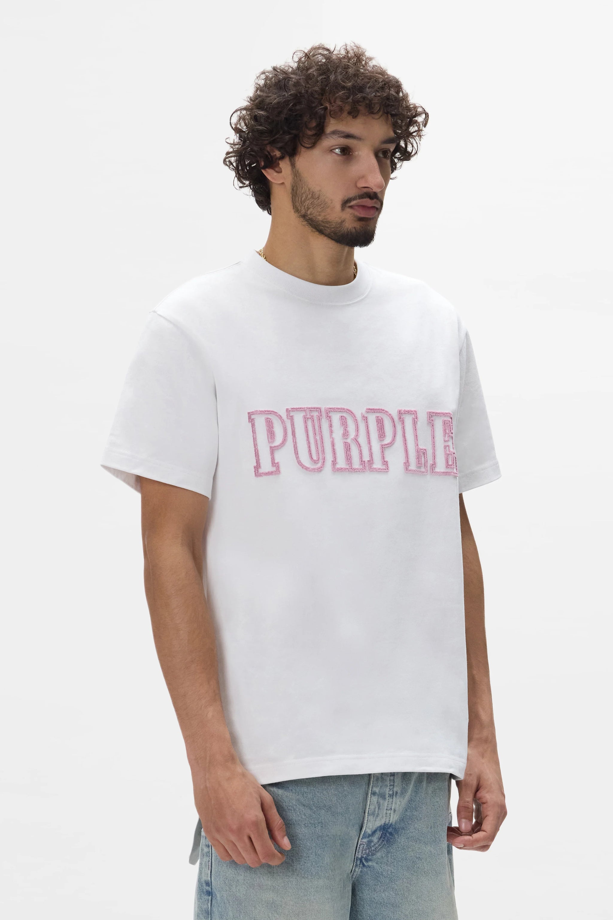 Purple Brand Wordmark Tee White