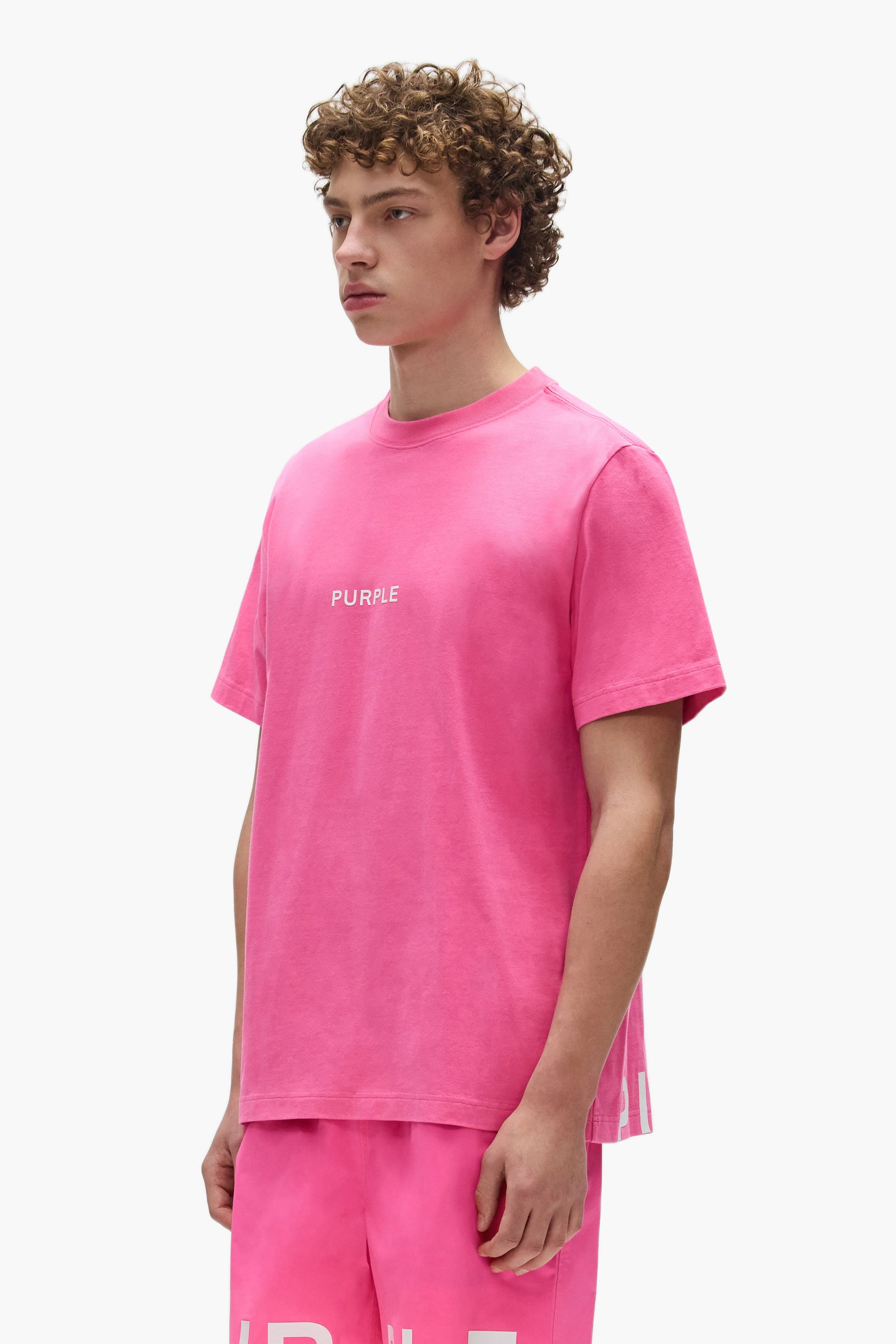 Purple Brand Wordmark Cut Tee Pink