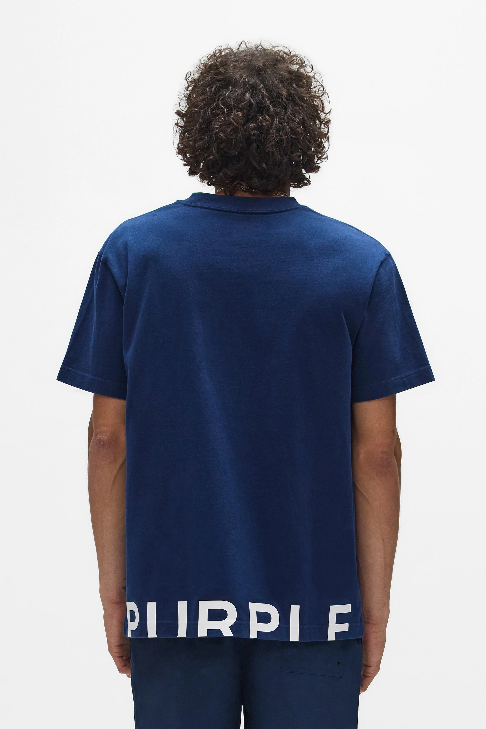 Purple Brand Wordmark Cut Tee Nay Blue