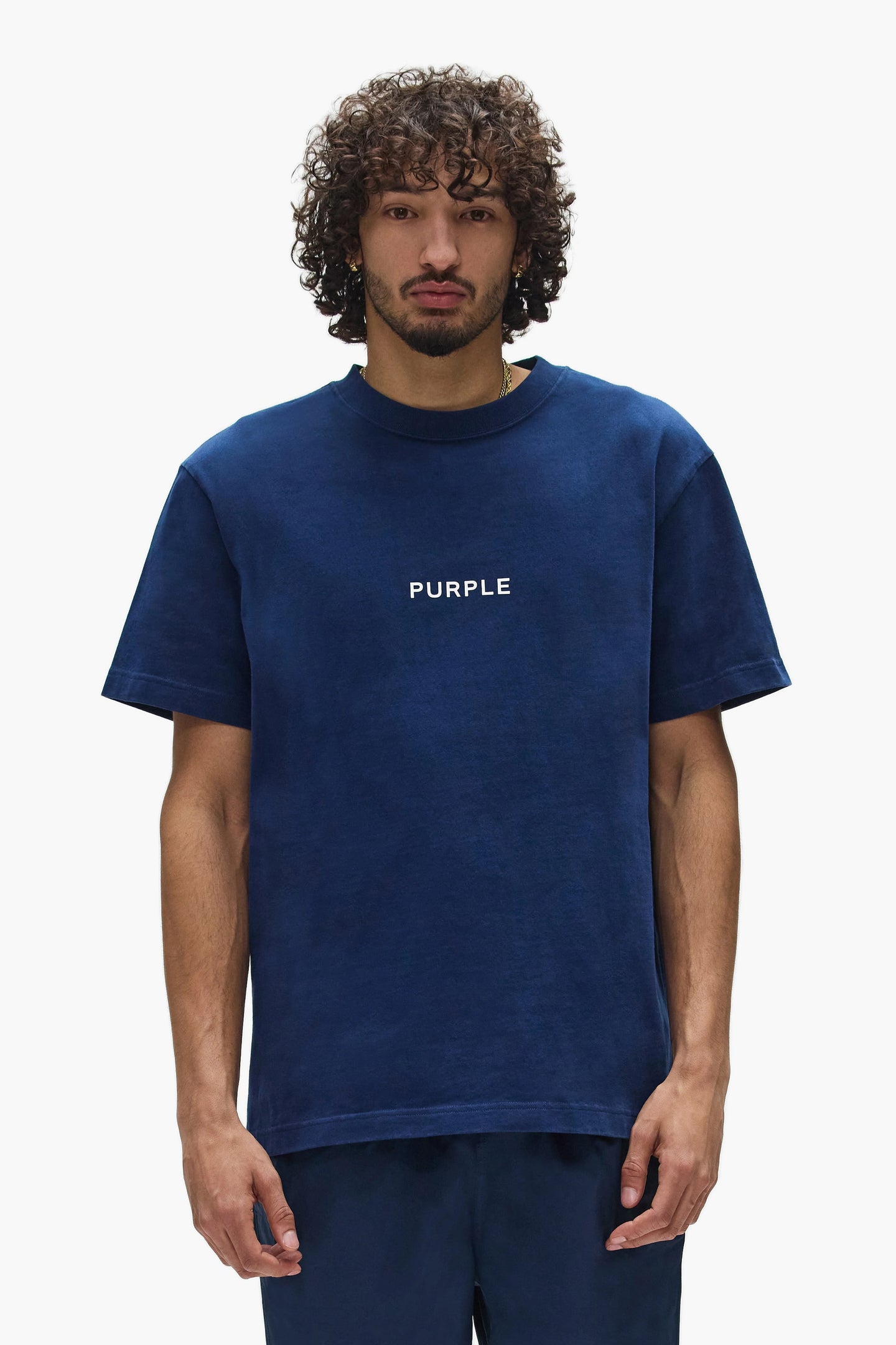 Purple Brand Wordmark Cut Tee Nay Blue