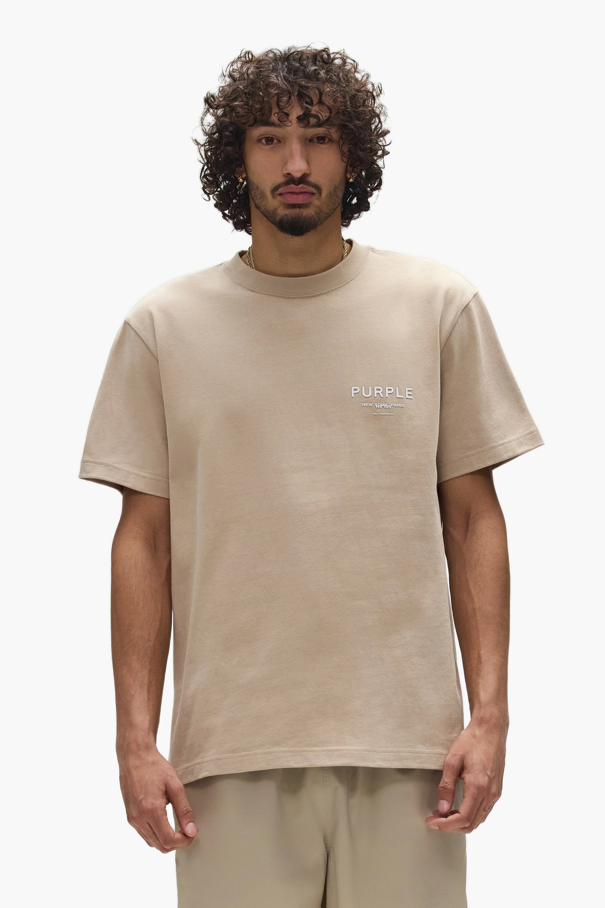 Purple Brand Wordmark Tee Khaki Brown