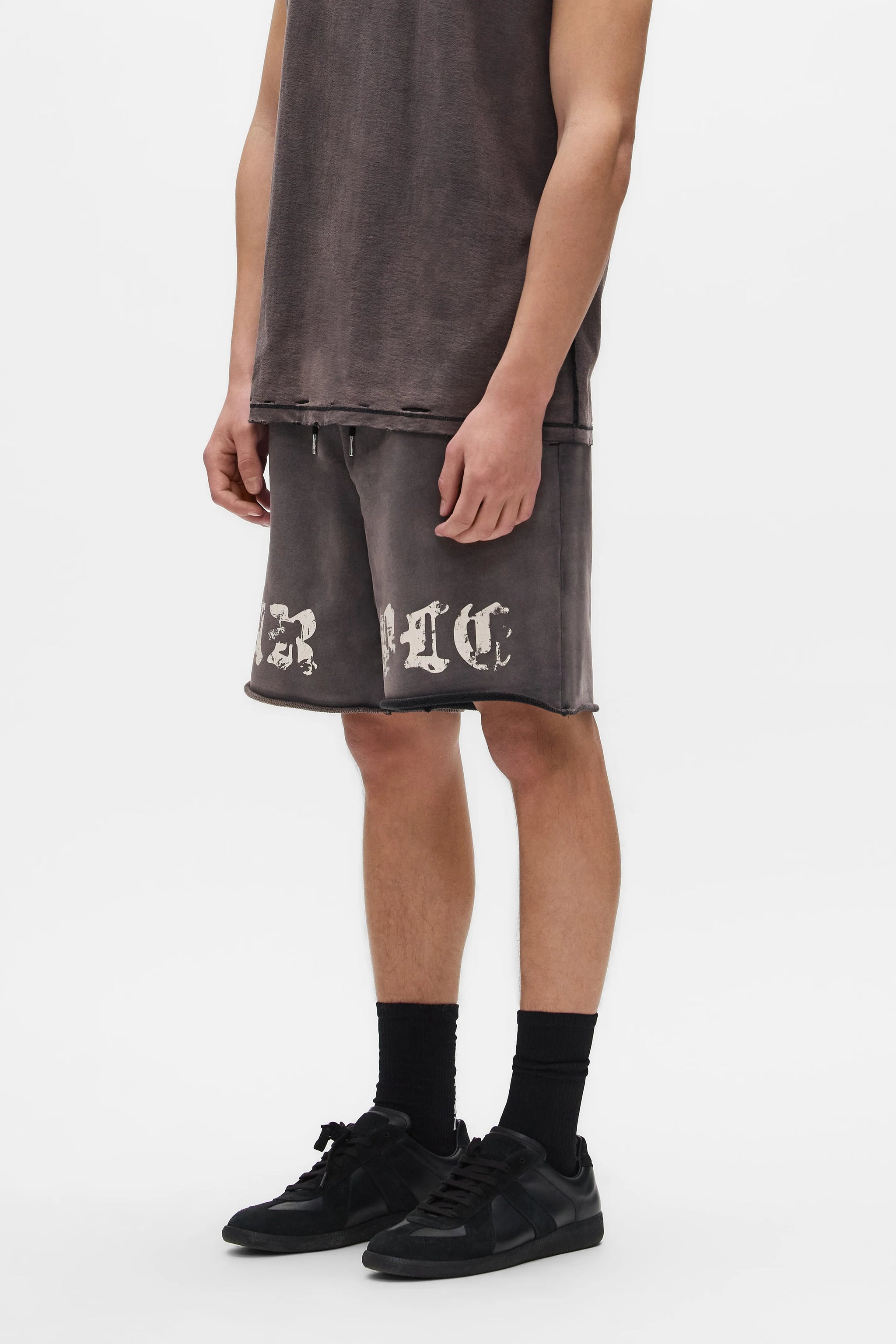 Purple Brand Worn Gothic Raw Hem Shorts