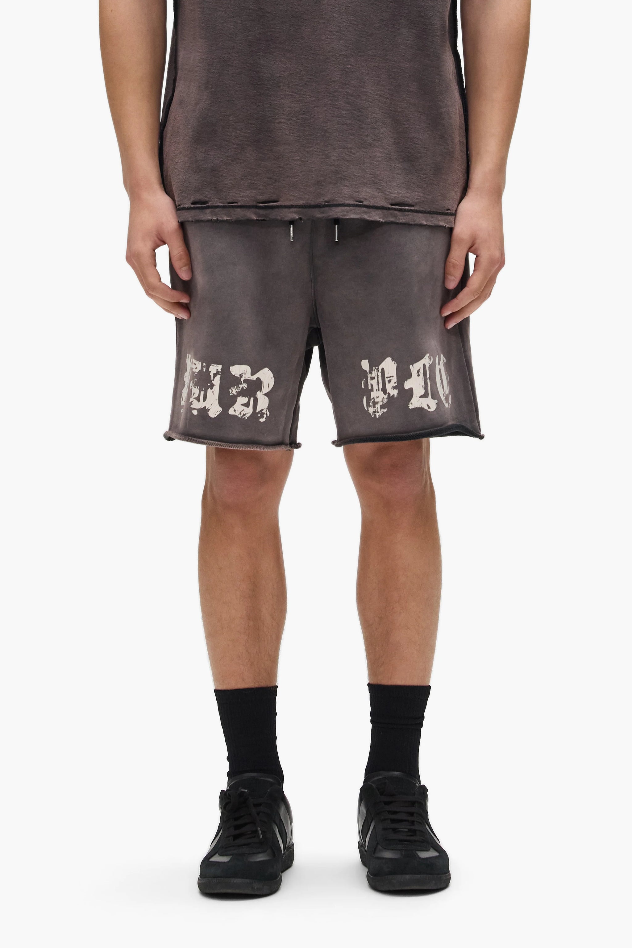 Purple Brand Worn Gothic Raw Hem Shorts