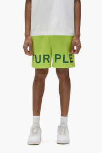 Purple brand Embroidered Wordmark all round shorts green