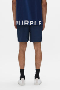 Purple Brand Wordmark Cut All Around Shorts Navy