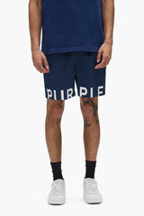 Purple Brand Wordmark Cut All Around Shorts Navy