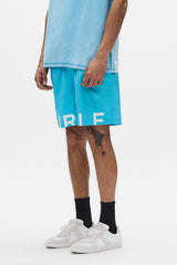Purple Brand Wordmark Cut All Around Shorts Blue