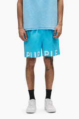Purple Brand Wordmark Cut All Around Shorts Blue