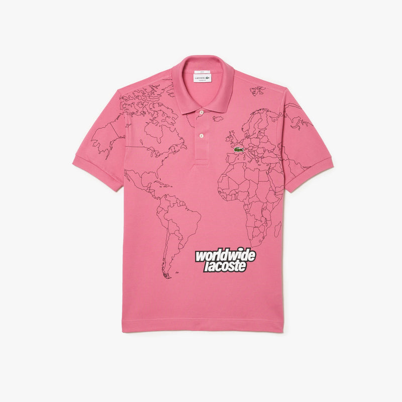 lacoste (Pink original 12 Planisphere button up Polo)