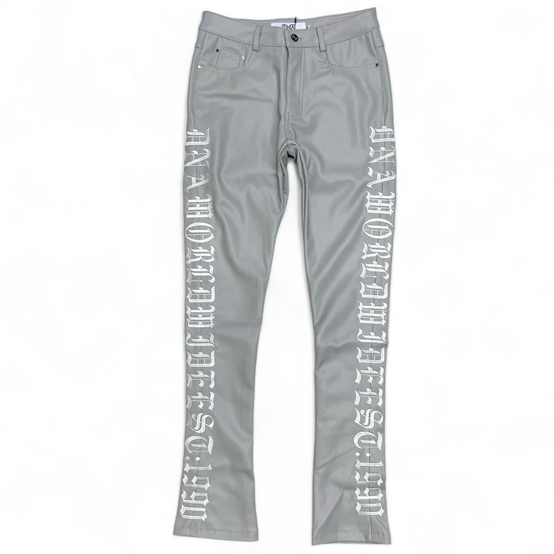 DNA premium (Grey/White “world wide" handcrafted leather pant)