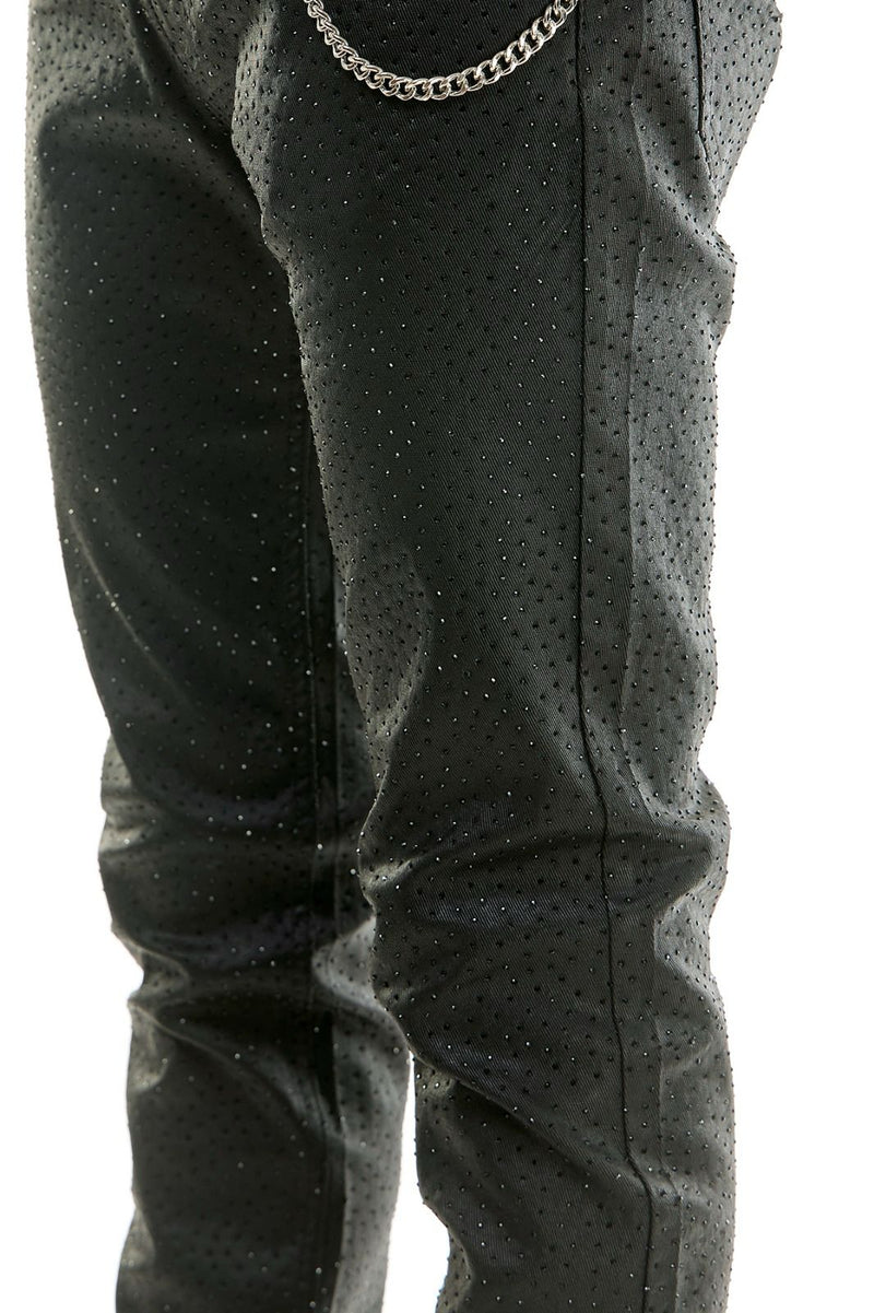 KDNK Men's  Rhinestone skinny Jeans – Black