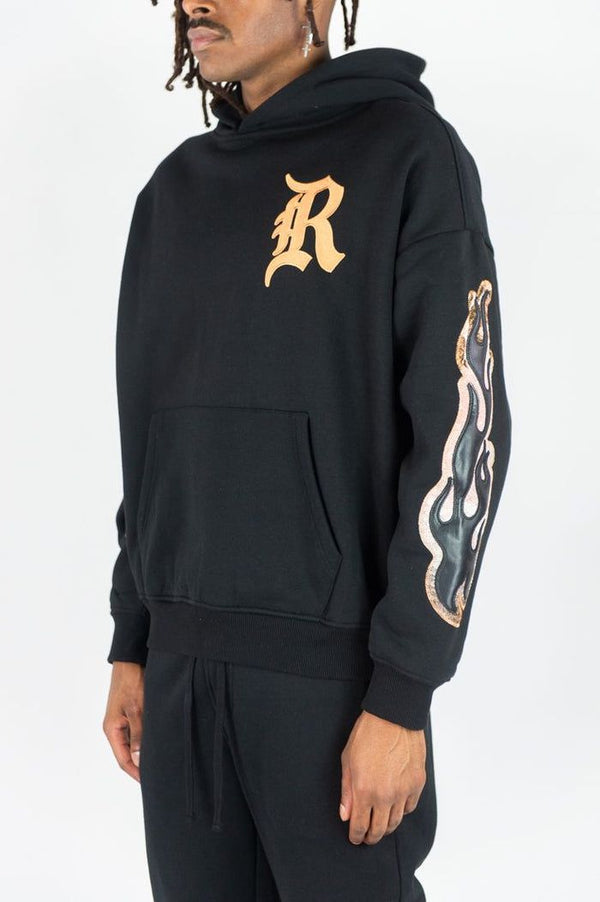 Rebel Minds Men's Royal Tapestry Patch Hoodie – Black