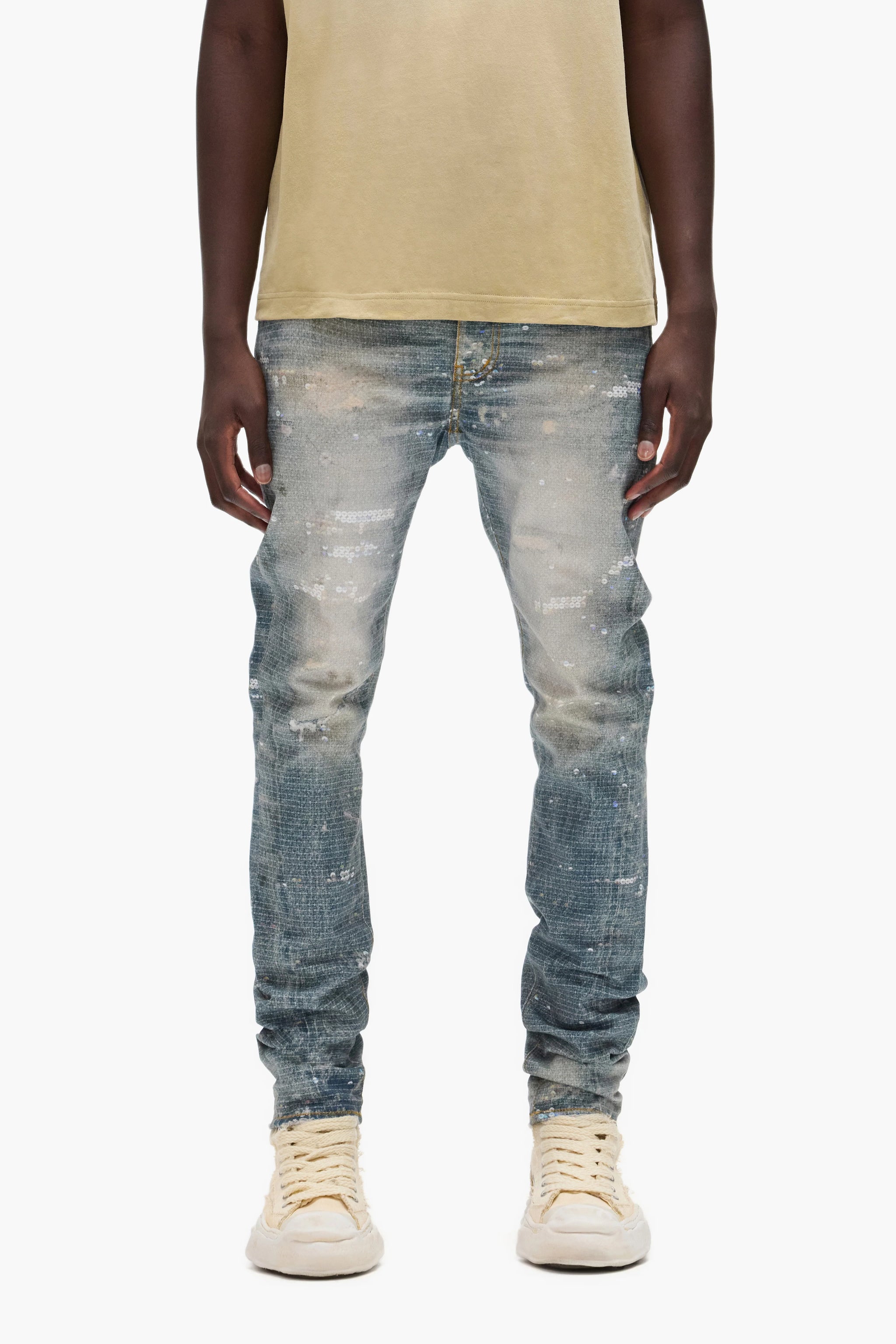 Purple Brand Skinny Printed Sequin Jeans Light indigo