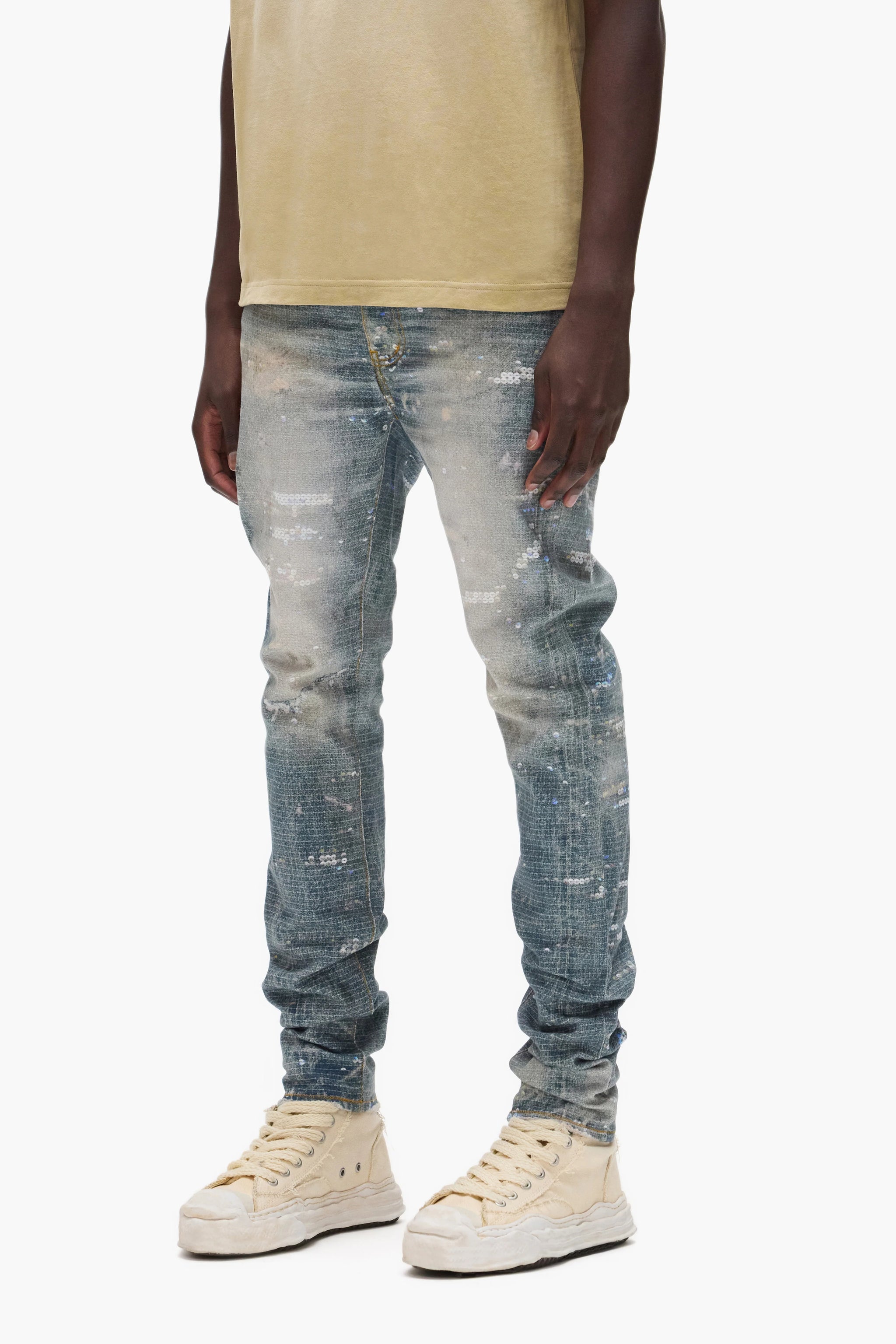 Purple Brand Skinny Printed Sequin Jeans Light indigo