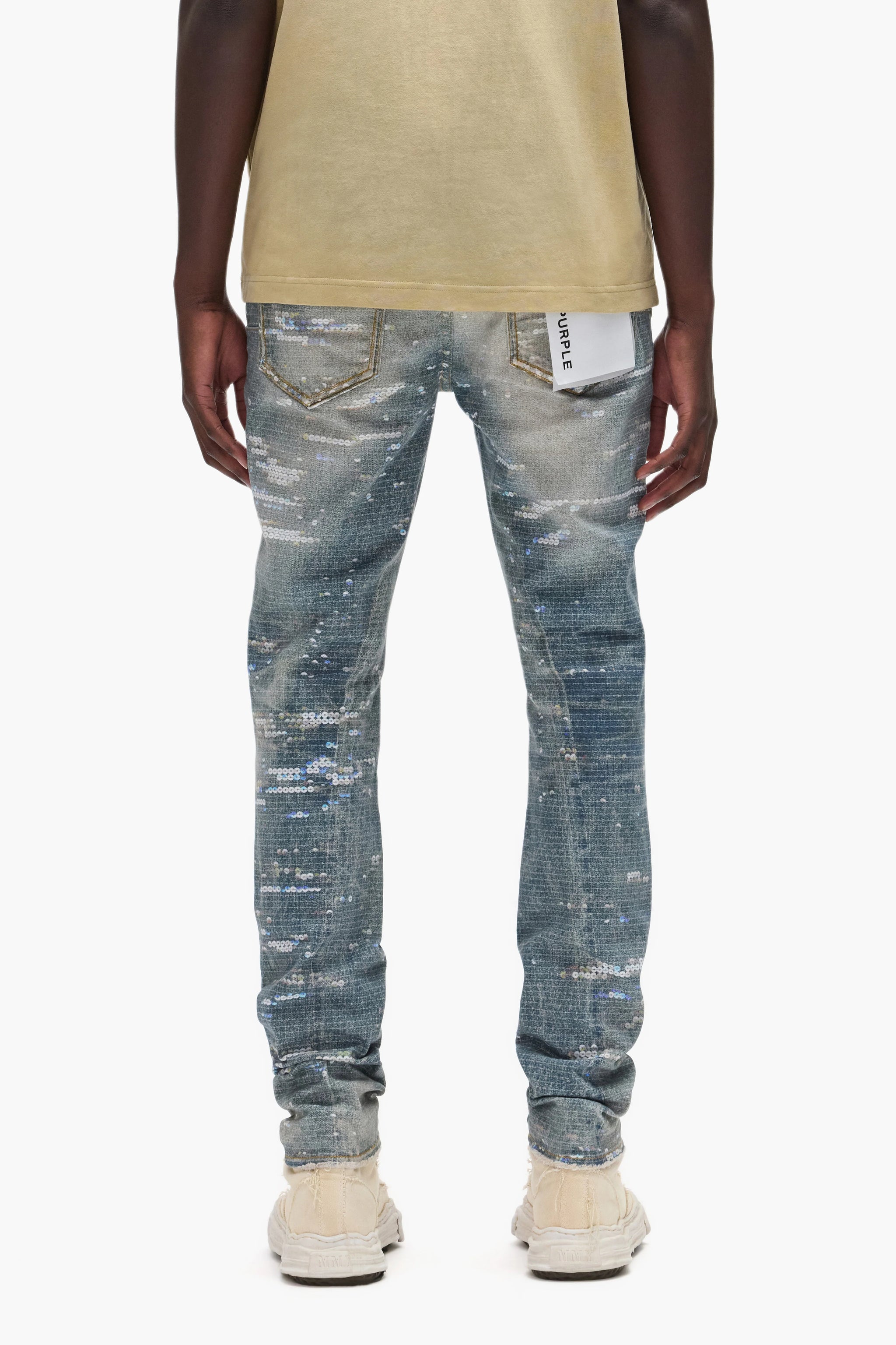 Purple Brand Skinny Printed Sequin Jeans Light indigo