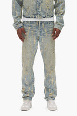 Purple Brand Bead Splatter Destroy Jeans light indigo