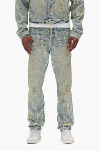 Purple Brand Bead Splatter Destroy Jeans light indigo