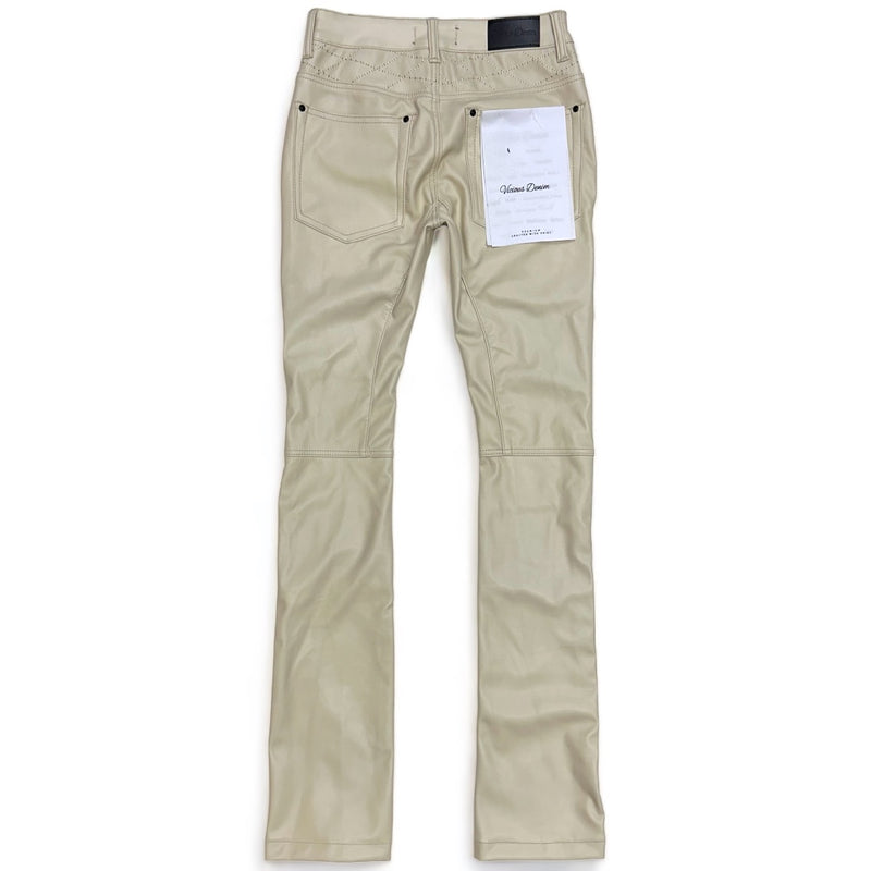 Vicious Denim (beige Leather Skinny Stacked Pu Pant)