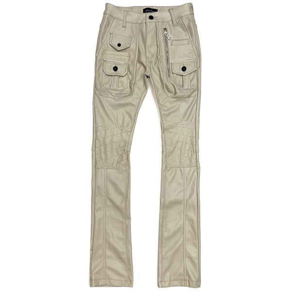 Vicious Denim (beige Leather Skinny Stacked Pu Pant)
