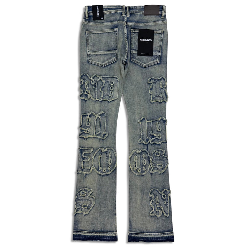 Kindred ice blue kd embroidery letter staked jean