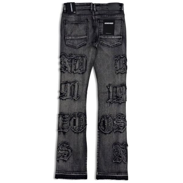 Kindred ice black kd embroidery letter staked jean