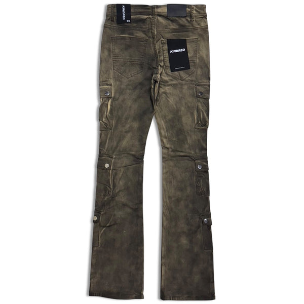 kindred Men's Brown horse wax cargo stacked jean