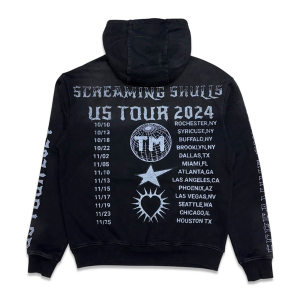 Shattered hearts Black US tour skull hoodie