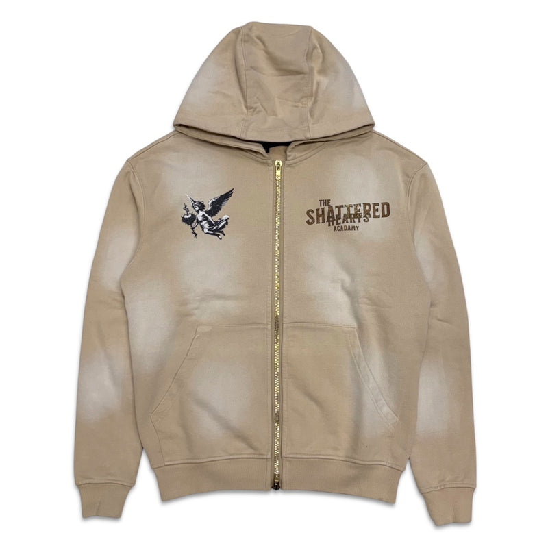 Shattered hearts beige shattered academy hoodie