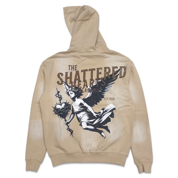 Shattered hearts beige shattered academy hoodie