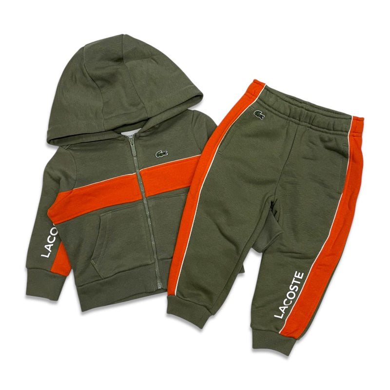 Lacoste kids khaki green/ orange jogging set