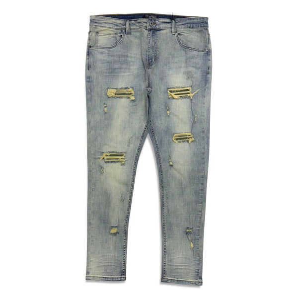 Serenede Men's Distressed Skinny Jeans - Army Tint