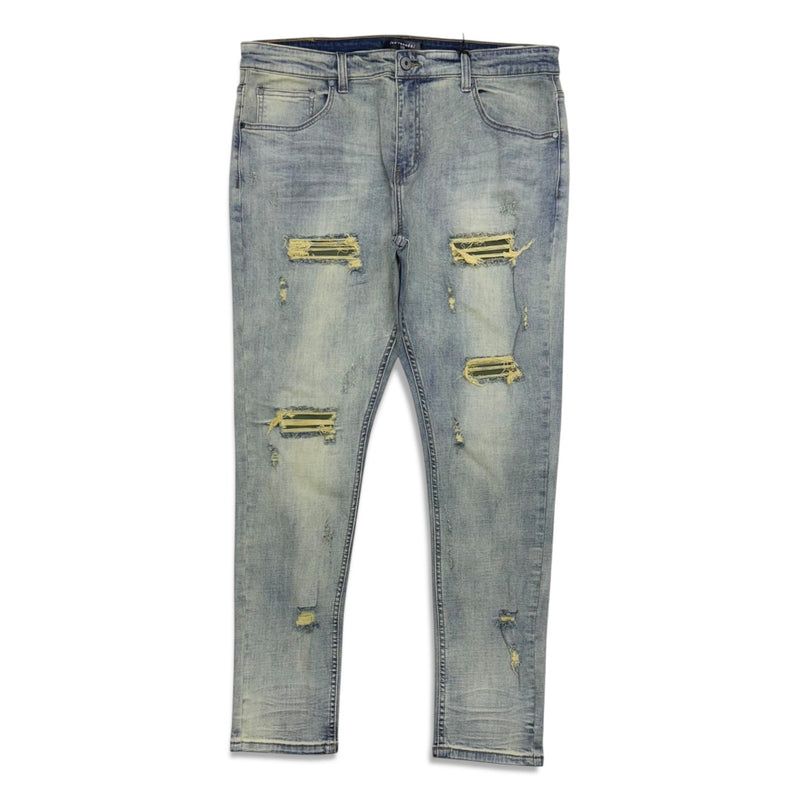 Serenede Men's Distressed Skinny Jeans - Army Tint