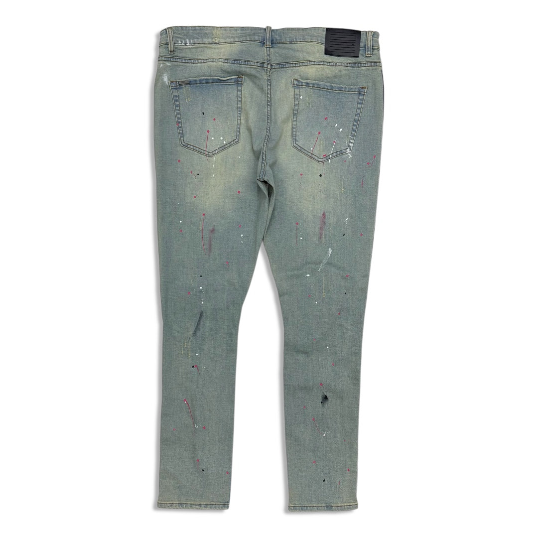 Serenede Sacred Plasma Stripe Jeans – Light Wash with Pink/Black Side