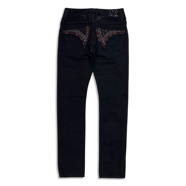 Robin Men's Jeans – Black with Red Crystal